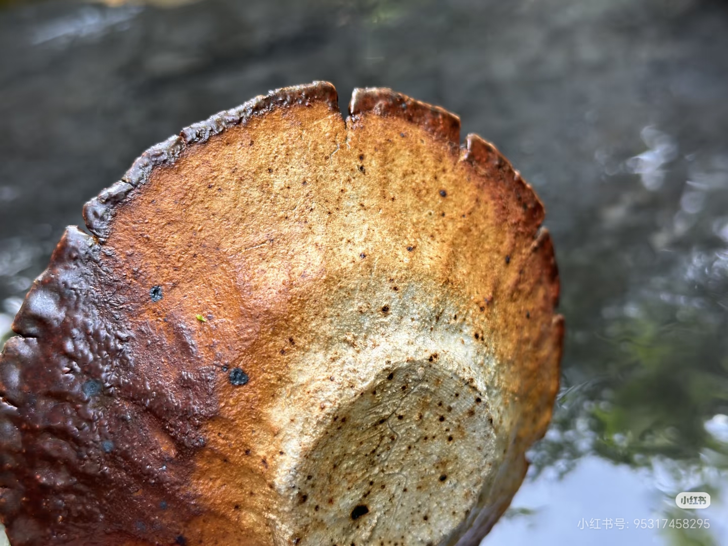 Shallow dish, sand glaze — kiln position 1-5